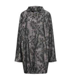 NWT! Italian Grey/Floral Round Collar Raincoat - M/L (One-Size)